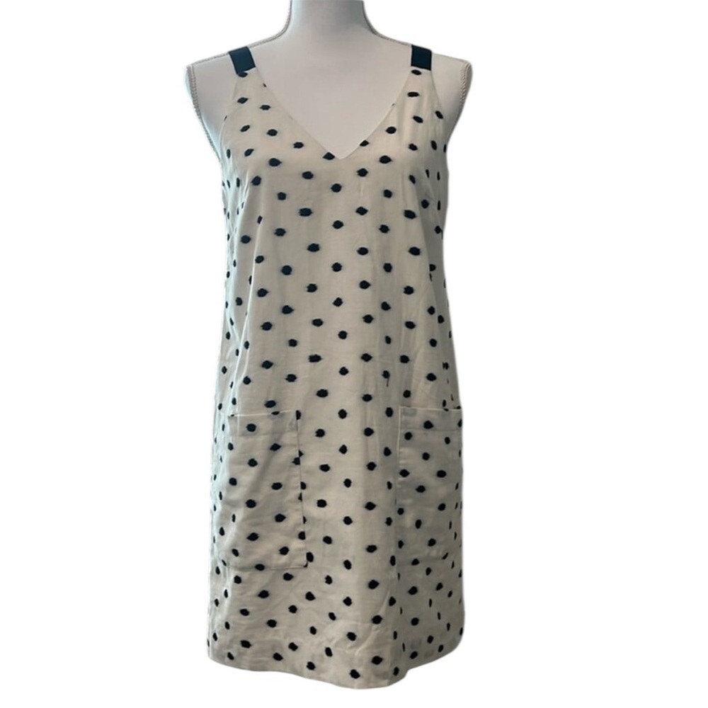 NWT $79 Women’s ANN TAYLOR LOFT XS‎ 4 Black Cream Embroidered Mini Dress Pockets